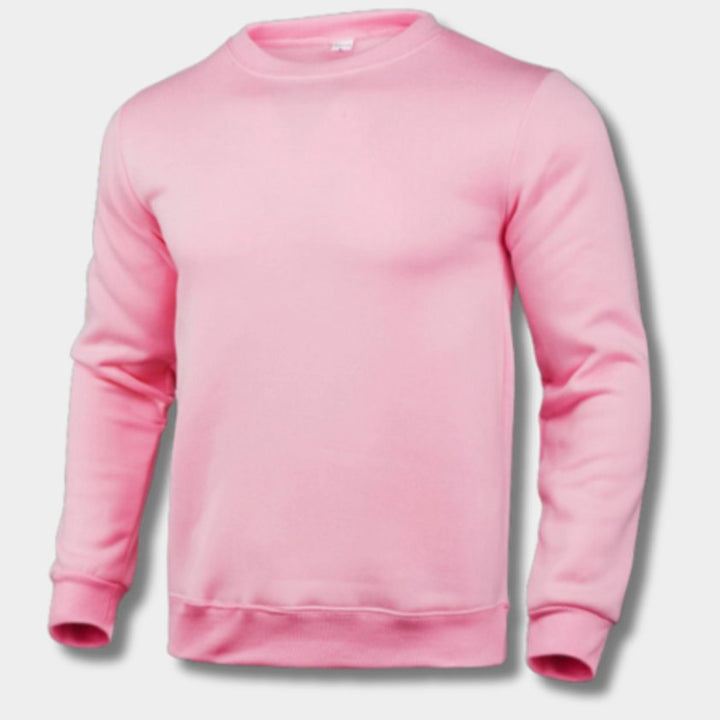 Men's Slim-Fit Crew-Neck Fleece Sweatshirt Jumper - Pink