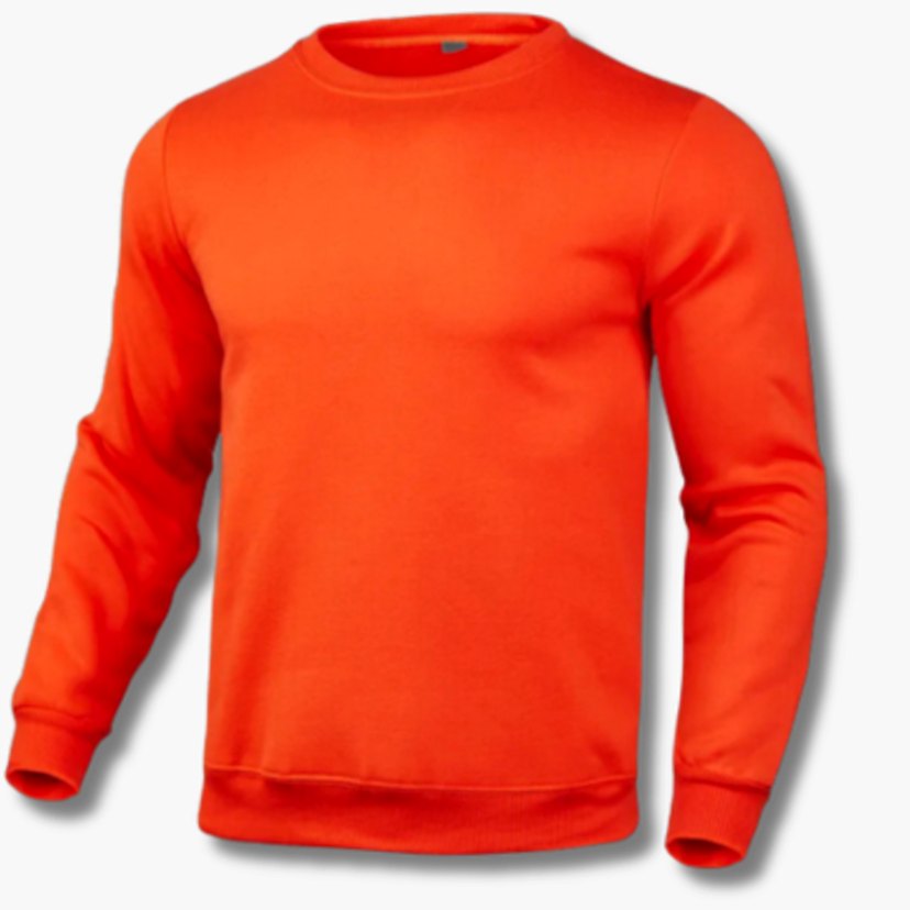 Men's Slim-Fit Crew-Neck Fleece Sweatshirt Jumper - Orange