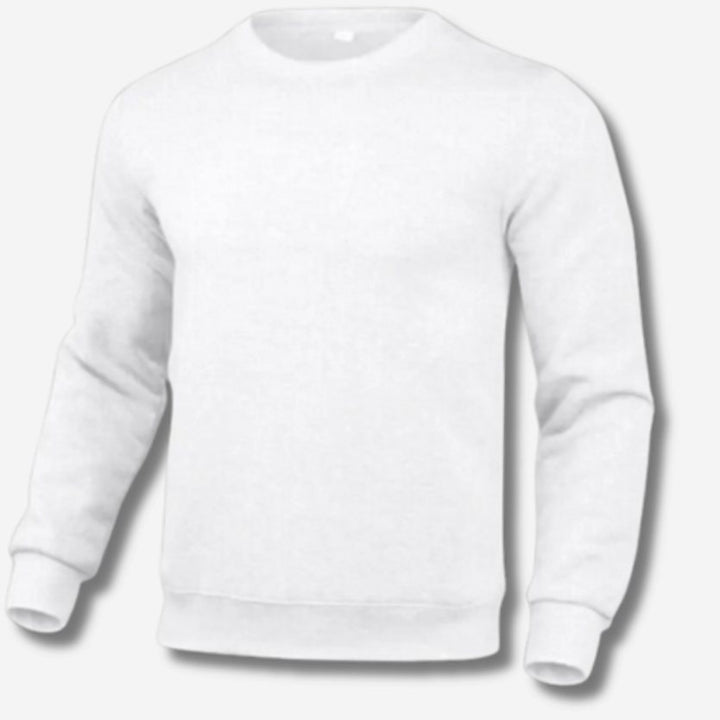 Men's Slim-Fit Crew-Neck Fleece Sweatshirt Jumper - White