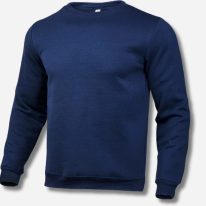 Men's Slim-Fit Crew-Neck Fleece Sweatshirt Jumper - Navy Blue
