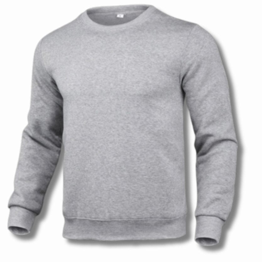 Men's Slim-Fit Crew-Neck Fleece Sweatshirt Jumper - Light Grey