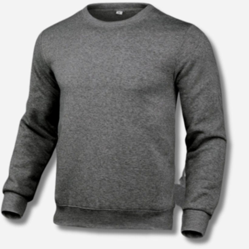 Men's Slim-Fit Crew-Neck Fleece Sweatshirt Jumper - Dark Grey