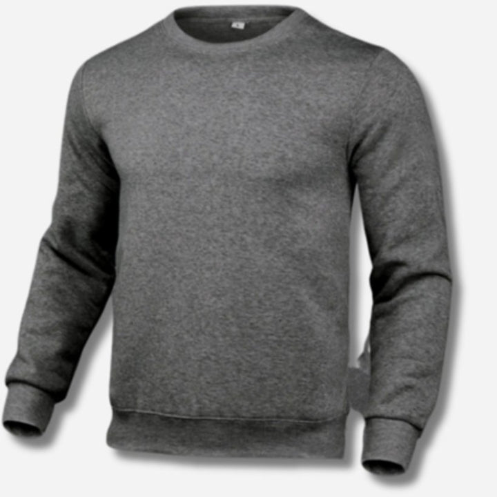Men's Slim-Fit Crew-Neck Fleece Sweatshirt Jumper - Dark Grey