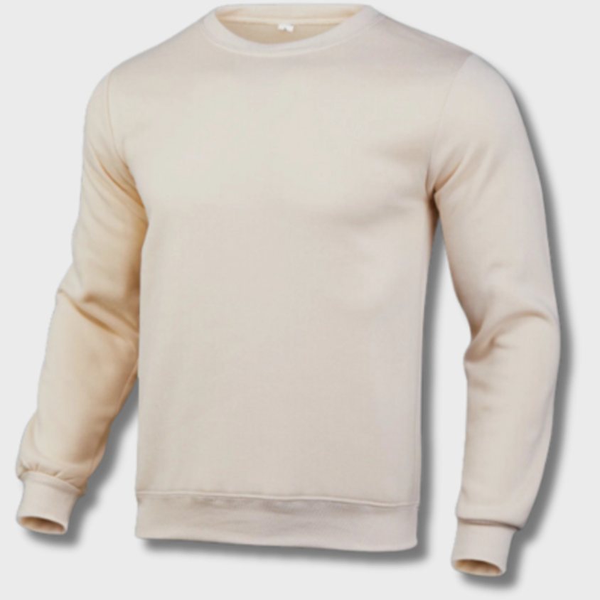 Men's Slim-Fit Crew-Neck Fleece Sweatshirt Jumper - Beige