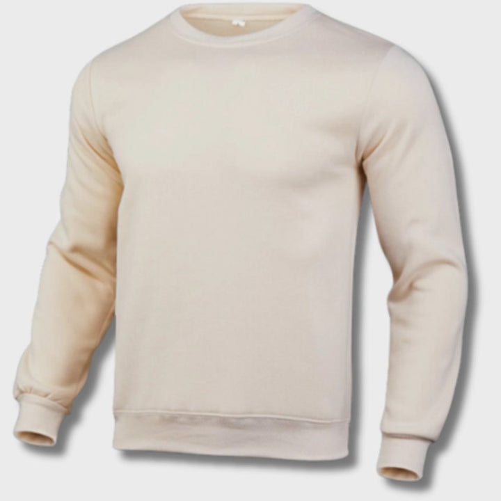 Men's Slim-Fit Crew-Neck Fleece Sweatshirt Jumper - Beige