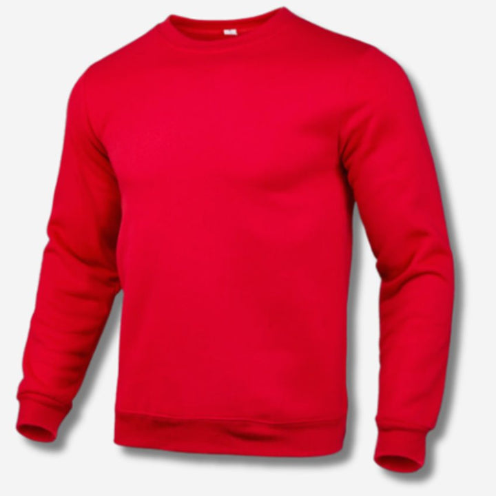 Men's Slim-Fit Crew-Neck Fleece Sweatshirt Jumper - Red