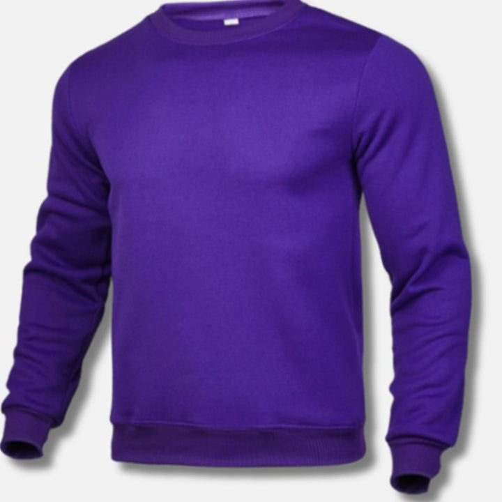 Men's Slim-Fit Crew-Neck Fleece Sweatshirt Jumper - Purple