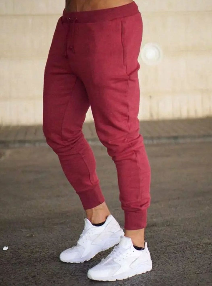 Men's Slim-Fit Drawstring Jogger Sweatpants - Red