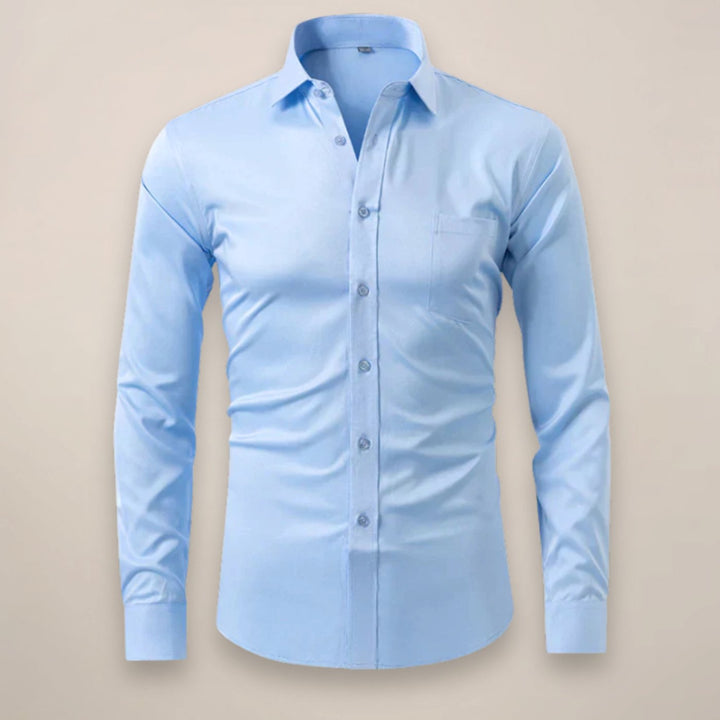 Men's Slim-Fit Long-Sleeve Button-Up Smart Casual Shirt