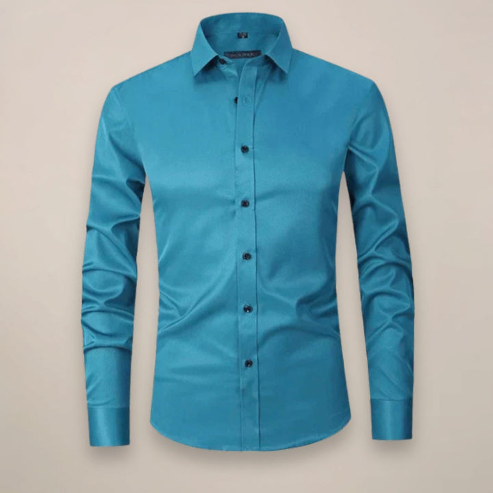 Men's Slim-Fit Long-Sleeve Button-Up Smart Casual Shirt