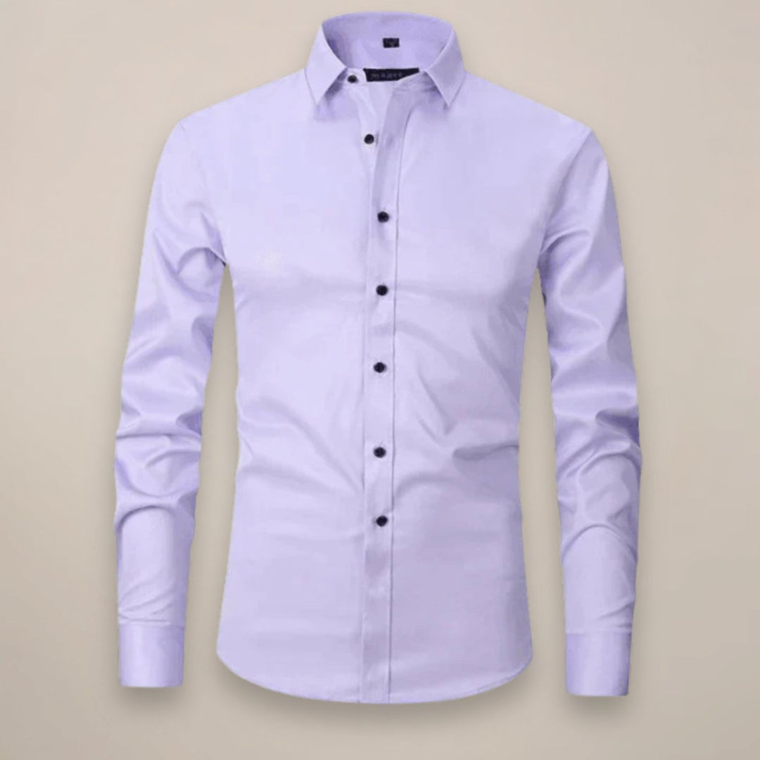 Men's Slim-Fit Long-Sleeve Button-Up Smart Casual Shirt