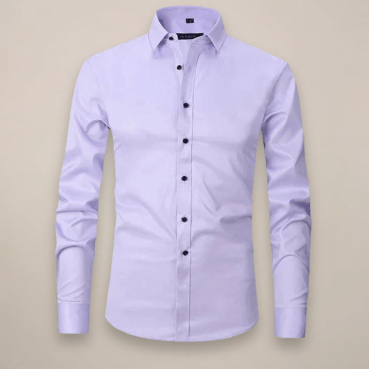 Men's Slim-Fit Long-Sleeve Button-Up Smart Casual Shirt