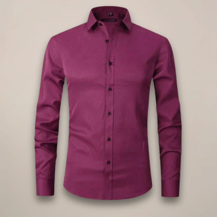 Men's Slim-Fit Long-Sleeve Button-Up Smart Casual Shirt
