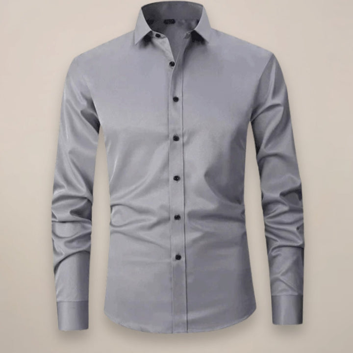 Men's Slim-Fit Long-Sleeve Button-Up Smart Casual Shirt