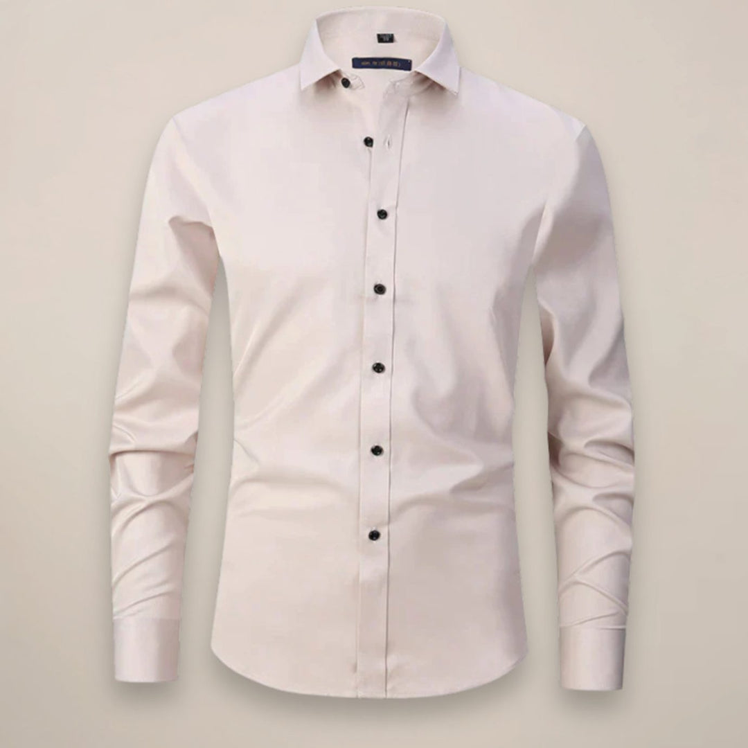 Men's Slim-Fit Long-Sleeve Button-Up Smart Casual Shirt