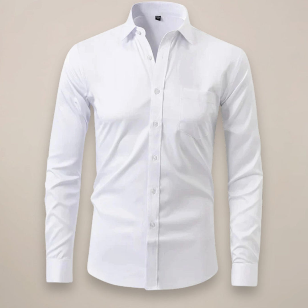 Men's Slim-Fit Long-Sleeve Button-Up Smart Casual Shirt