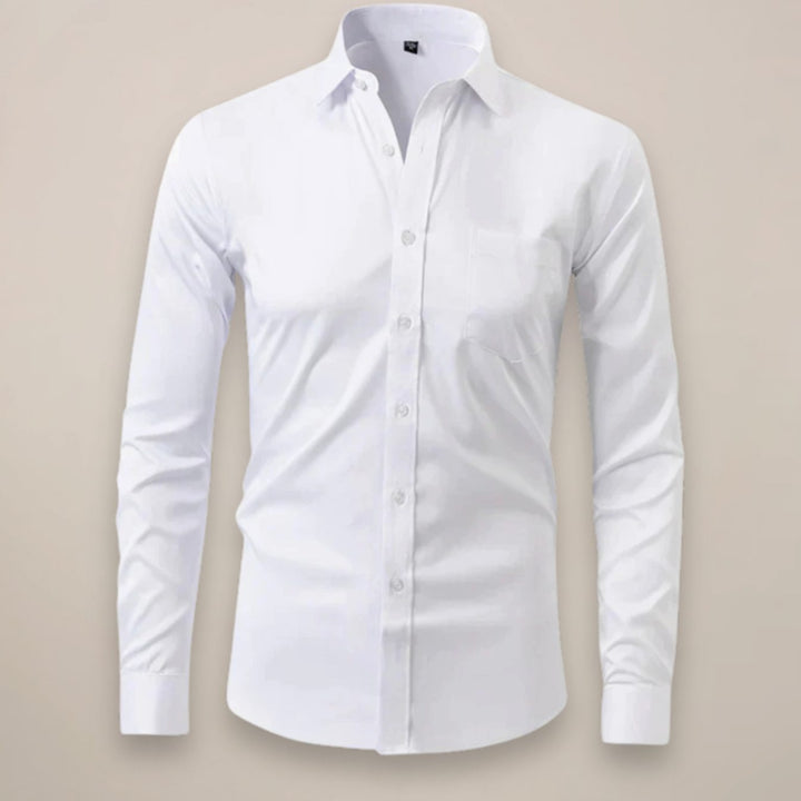 Men's Slim-Fit Long-Sleeve Button-Up Smart Casual Shirt