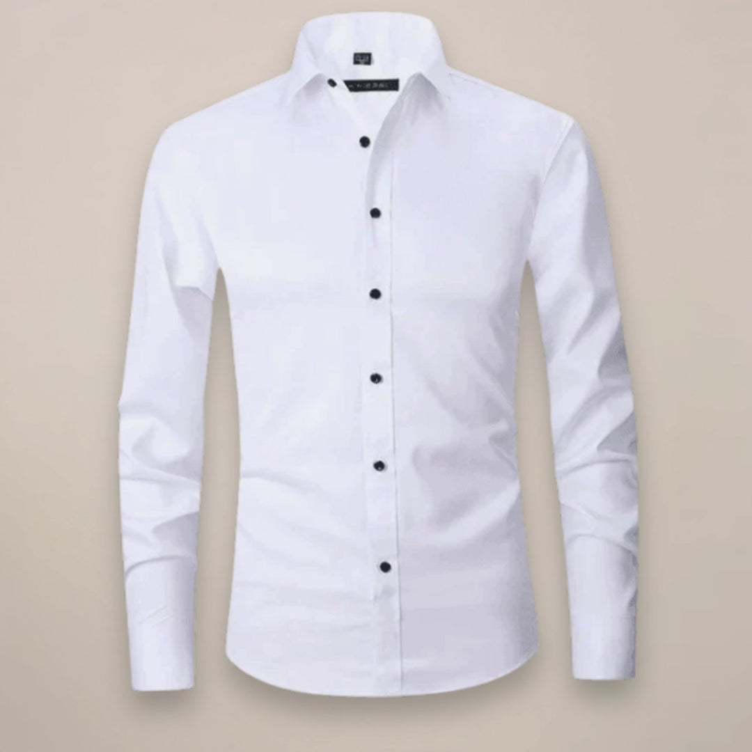 Men's Slim-Fit Long-Sleeve Button-Up Smart Casual Shirt