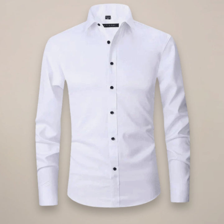 Men's Slim-Fit Long-Sleeve Button-Up Smart Casual Shirt