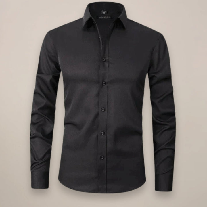 Men's Slim-Fit Long-Sleeve Button-Up Smart Casual Shirt