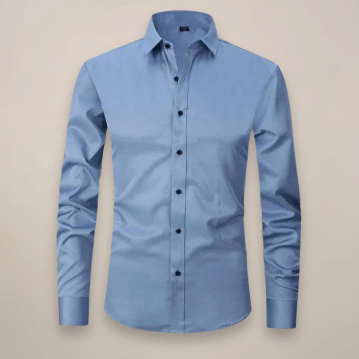 Men's Slim-Fit Long-Sleeve Button-Up Smart Casual Shirt