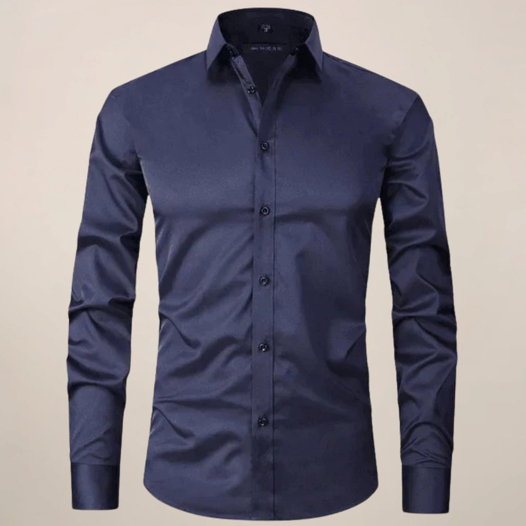 Men's Slim-Fit Long-Sleeve Button-Up Smart Casual Shirt