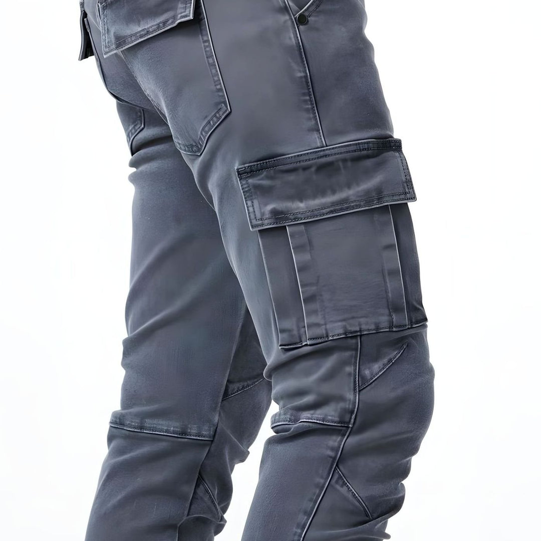 Men's Slim-Fit Multi-Pocket Cargo Trousers, Grey