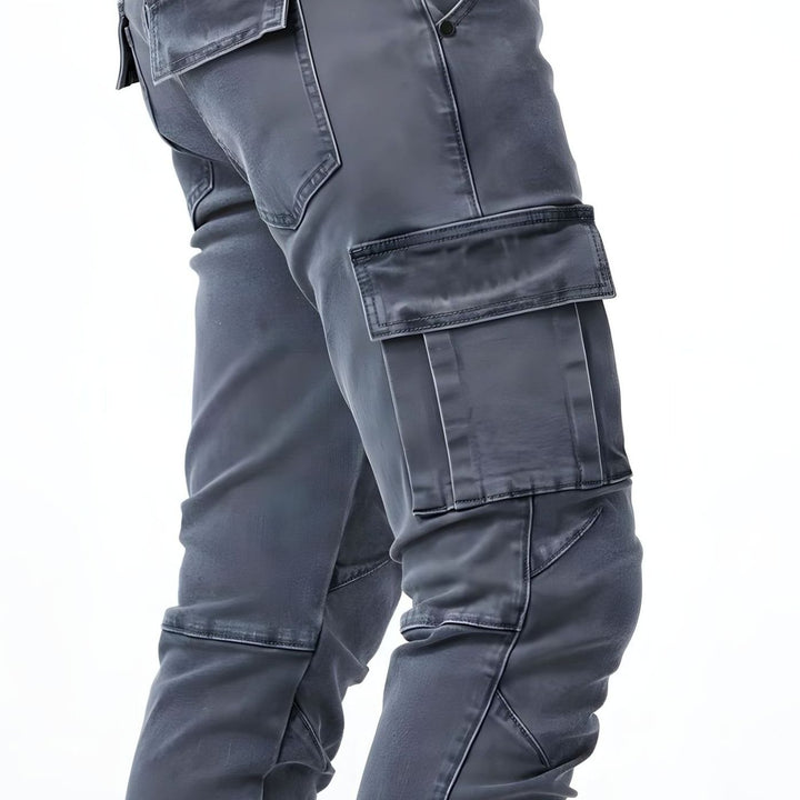 Men's Slim-Fit Multi-Pocket Cargo Trousers, Grey
