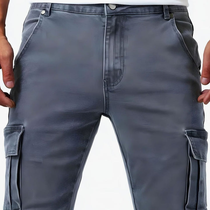 Men's Slim-Fit Multi-Pocket Cargo Trousers, Grey