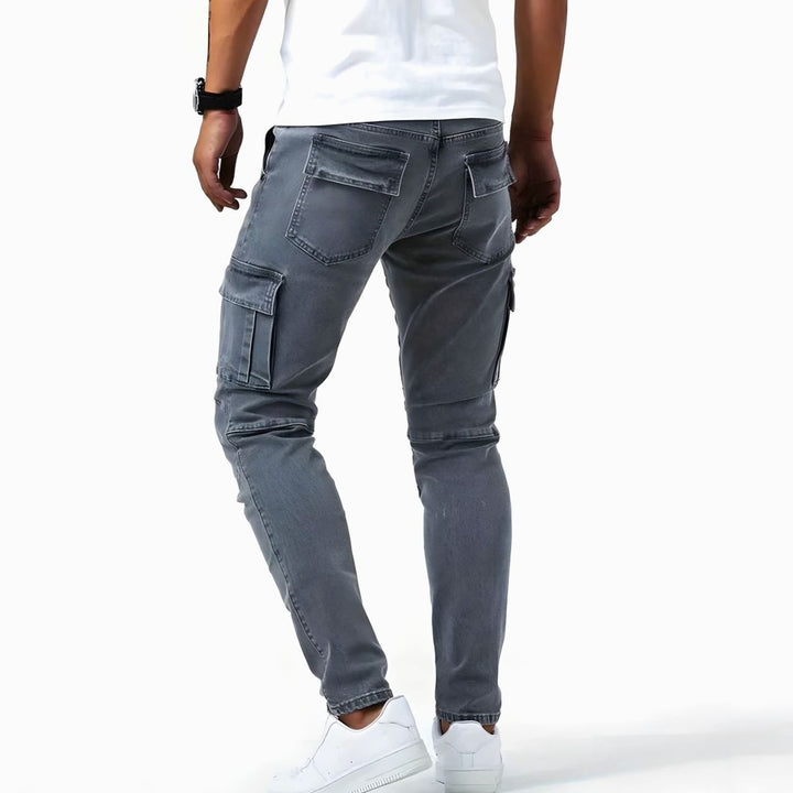 Men's Slim-Fit Multi-Pocket Cargo Trousers, Grey