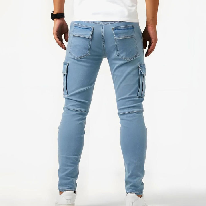 Men's Slim-Fit Multi-Pocket Cargo Trousers, Grey