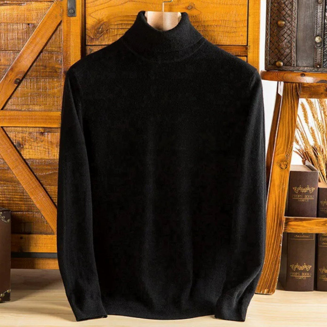 Men's Slim-Fit Turtleneck Knitted Sweater - Black