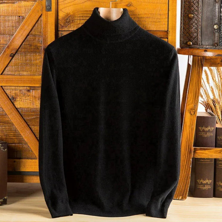 Men's Slim-Fit Turtleneck Knitted Sweater - Black