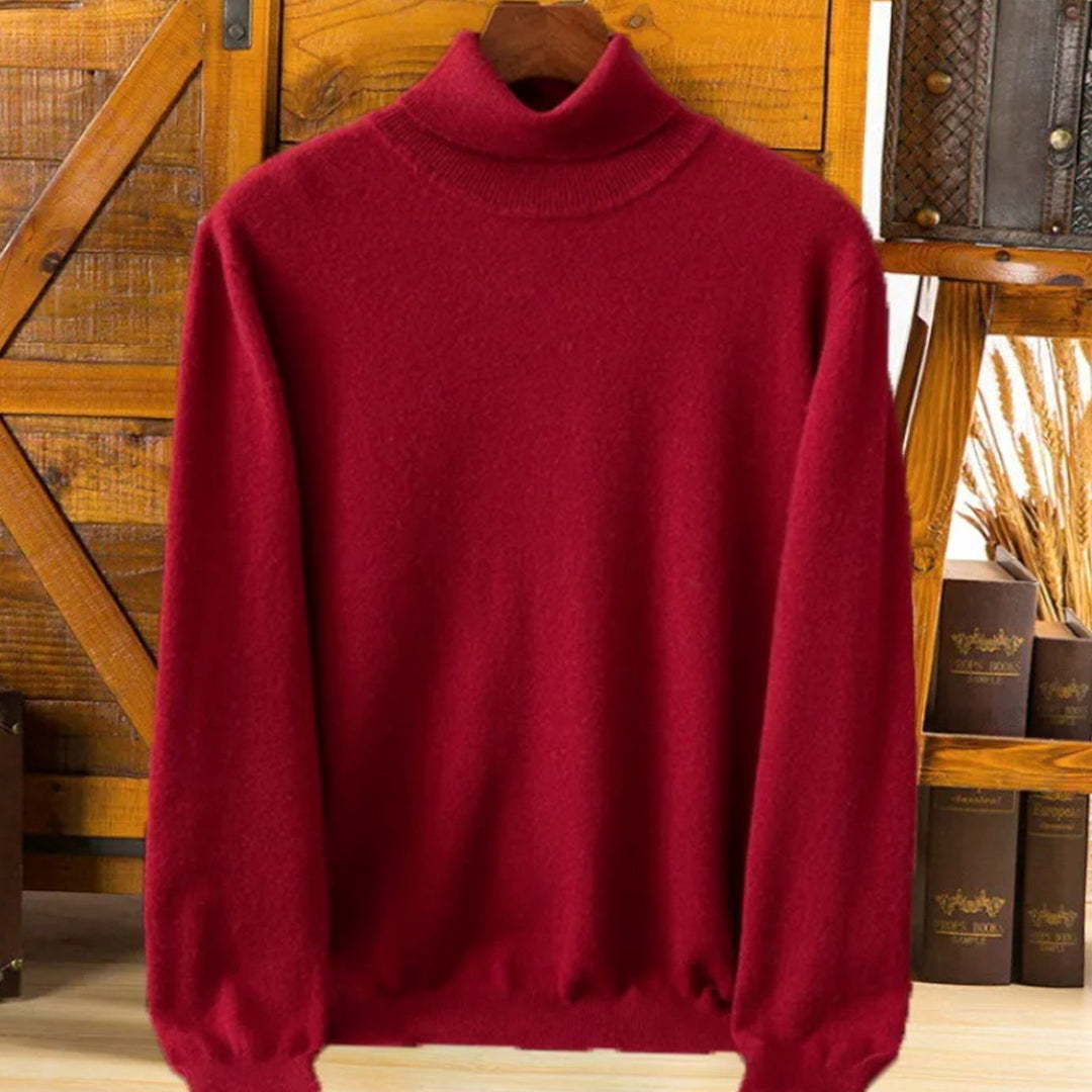 Men's Slim-Fit Turtleneck Knitted Sweater - Red