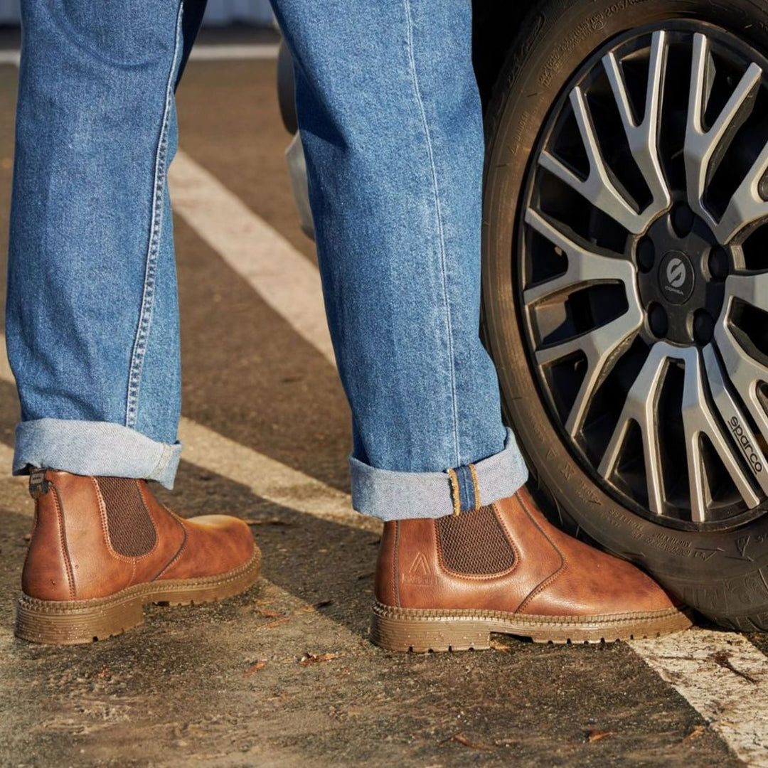 Men's Slip-On Chelsea Boots Elastic-Side Faux Leather