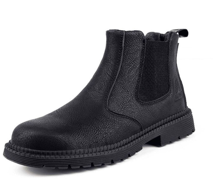 Men's Slip-On Chelsea Boots Elastic-Side Faux Leather - Black