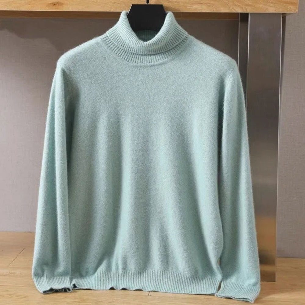 Men's Soft-Knit Turtleneck Jumper in a Luxe Cashmere-Feel Finish - Blue