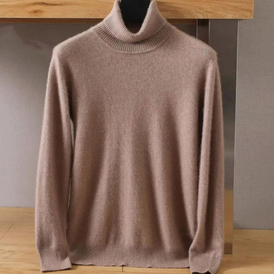 Men's Soft-Knit Turtleneck Jumper in a Luxe Cashmere-Feel Finish - Brown