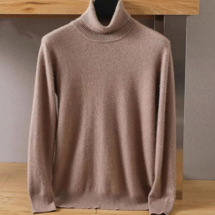 Men's Soft-Knit Turtleneck Jumper in a Luxe Cashmere-Feel Finish - Brown