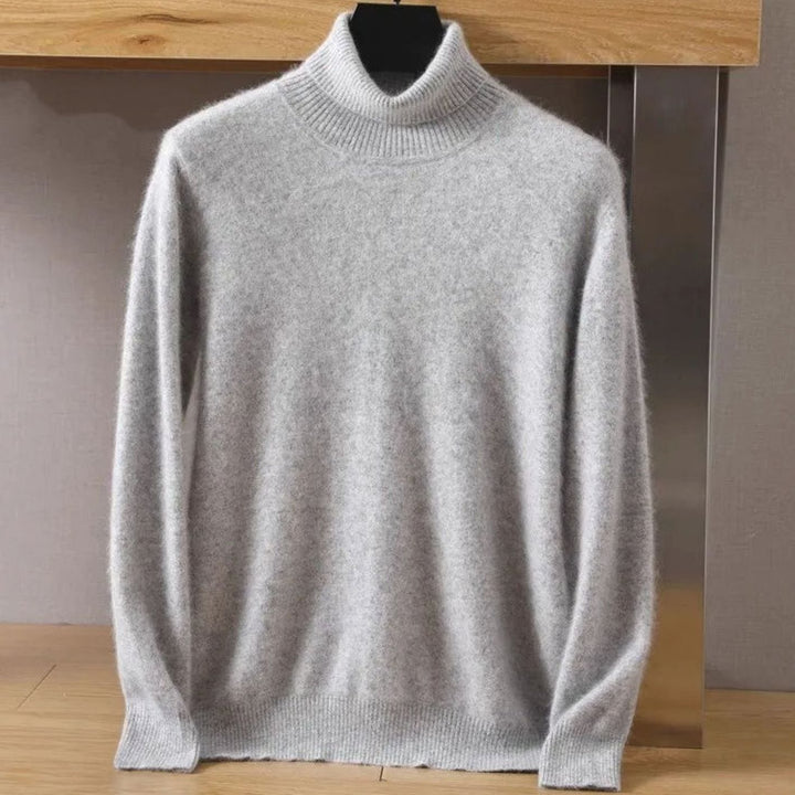 Men's Soft-Knit Turtleneck Jumper in a Luxe Cashmere-Feel Finish - Grey