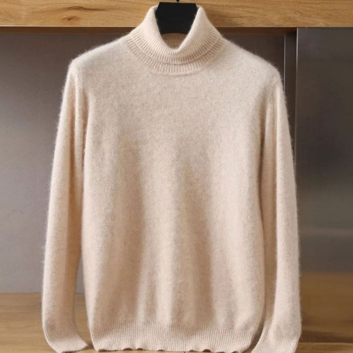 Men's Soft-Knit Turtleneck Jumper in a Luxe Cashmere-Feel Finish - Beige