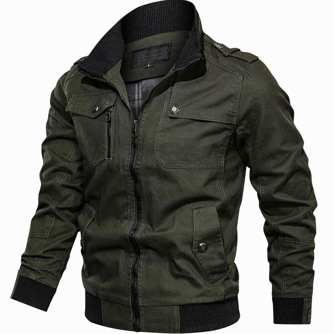 Men's Stand-Collar Utility Zip-Up Bomber Jacket