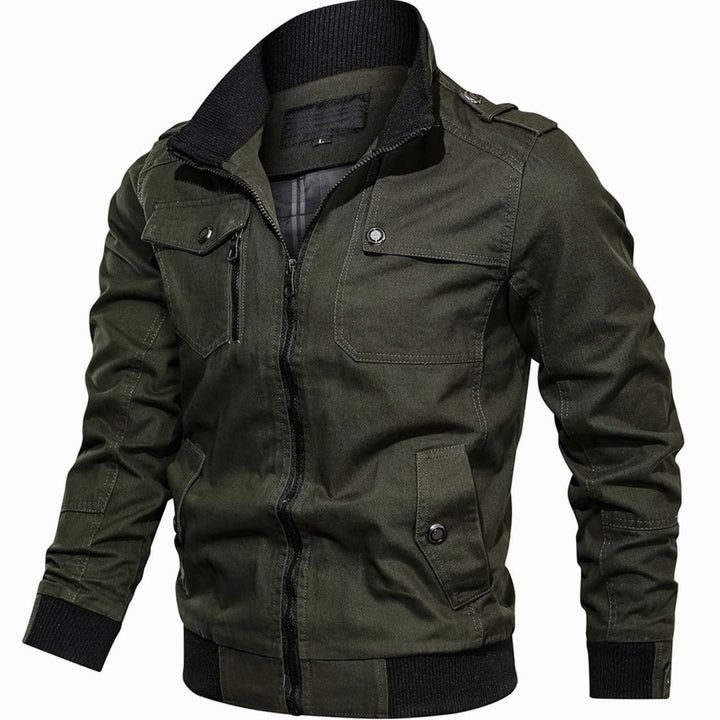 Men's Stand-Collar Utility Zip-Up Bomber Jacket