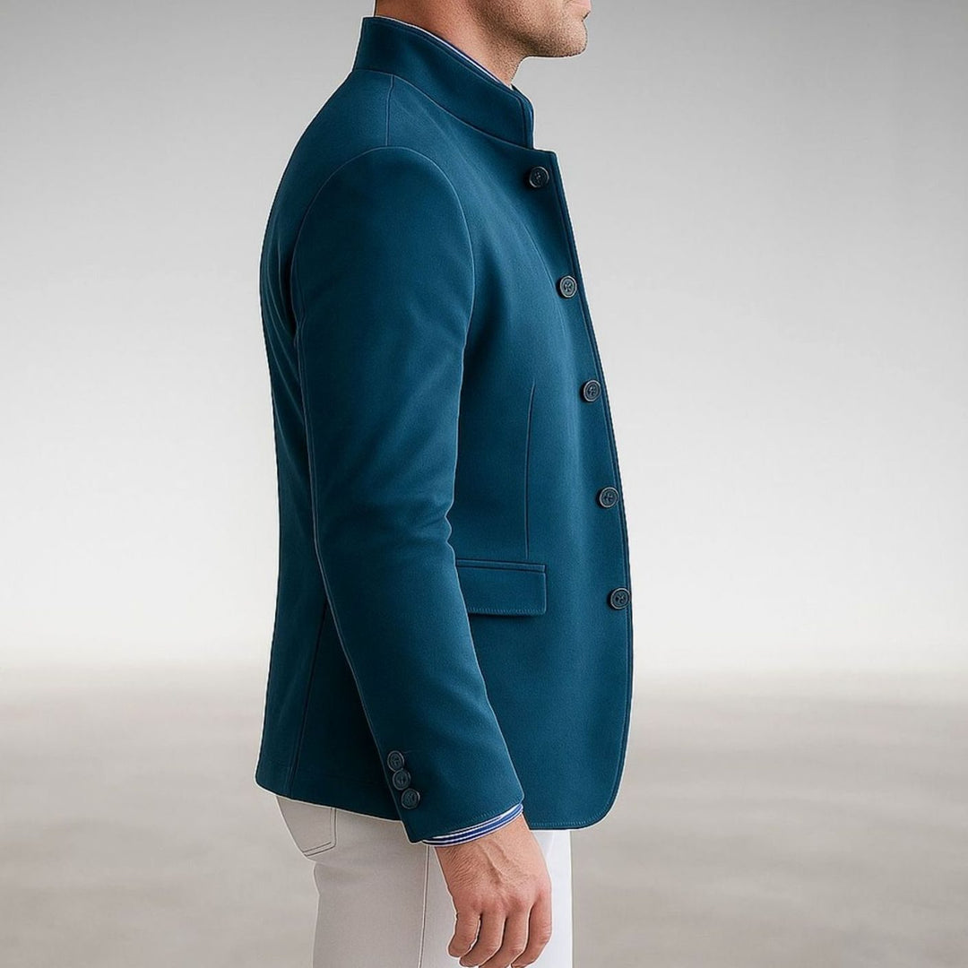 Men's Structured Mandarin-Collar Single-Breasted Smart Blazer