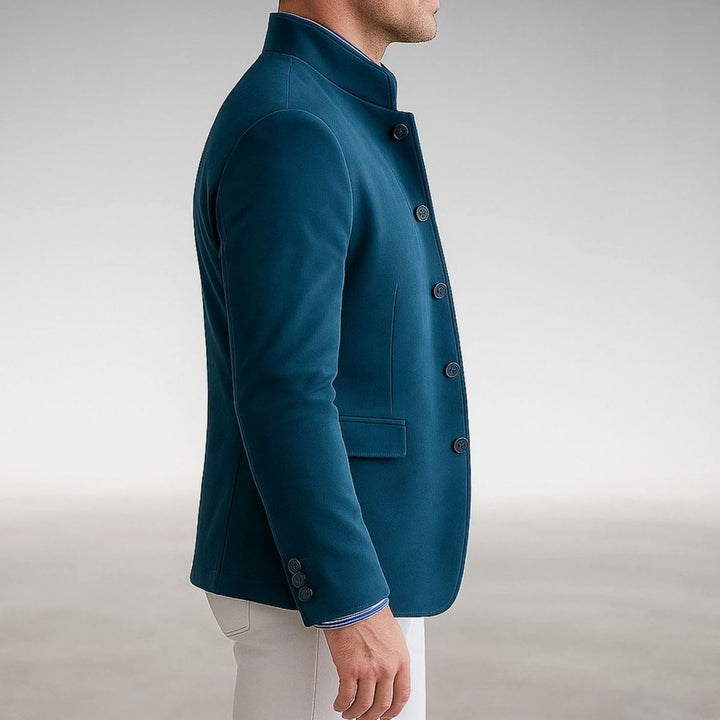 Men's Structured Mandarin-Collar Single-Breasted Smart Blazer