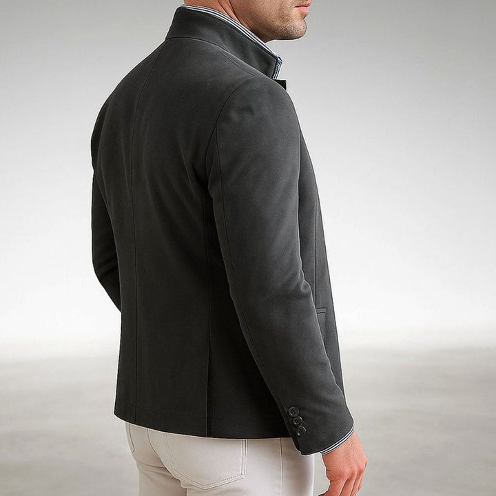 Men's Structured Mandarin-Collar Single-Breasted Smart Blazer