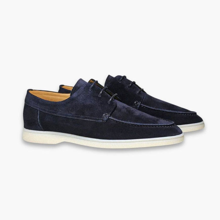 Men's Suede-Effect Lace-Up Boat Derby Loafers - Navy Blue