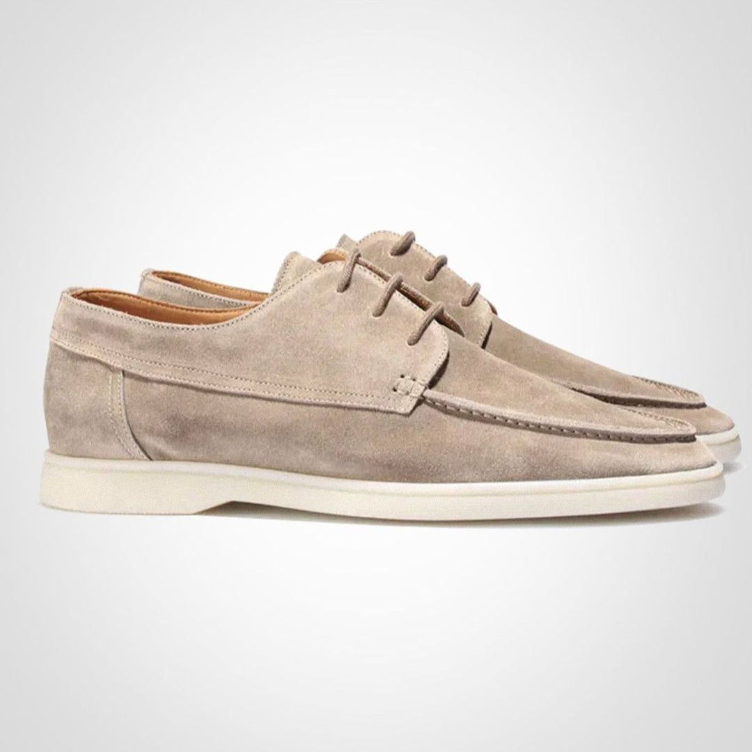 Men's Suede-Effect Lace-Up Boat Derby Loafers - Beige