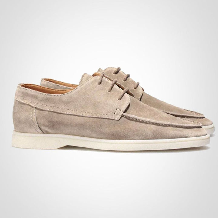 Men's Suede-Effect Lace-Up Boat Derby Loafers - Beige