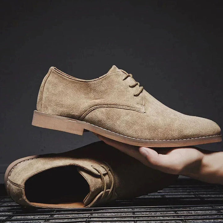 Men's Suede Lace-Up Derby Shoes Minimalist Smart Casual, Khaki